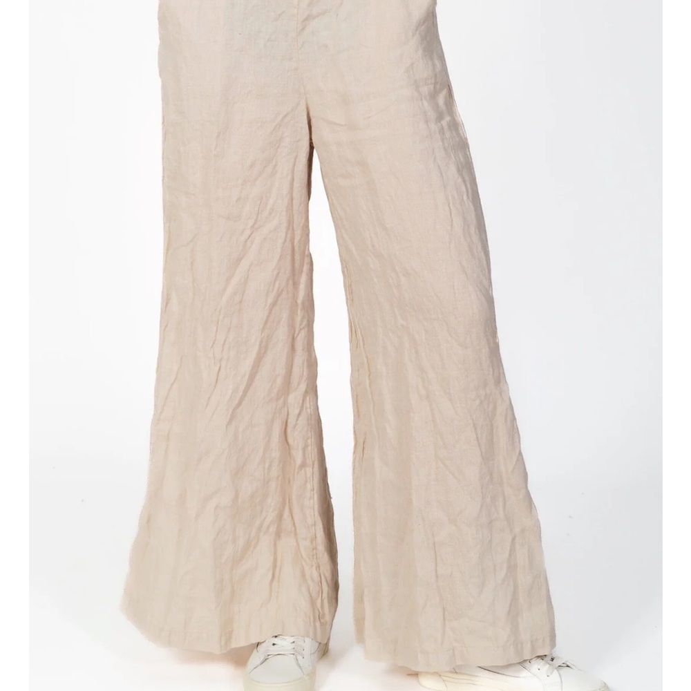 CP Shades Relaxed Wide-Leg Linen Blend Pants in Light Beige